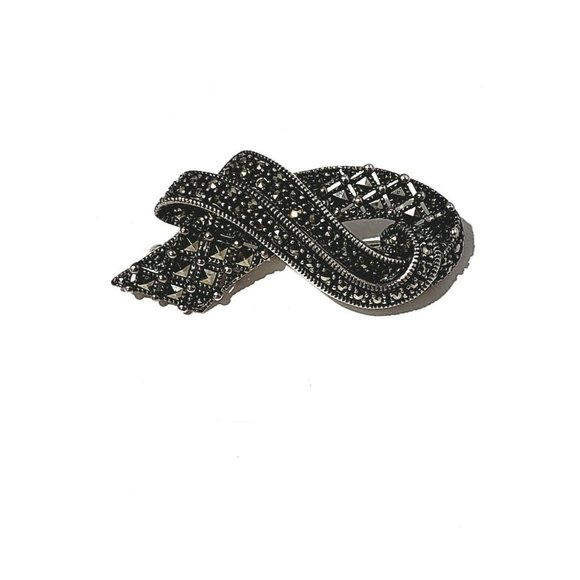 Judith Jack Sterling Silver Marcasite Brooch Pin - Picture 9 of 11